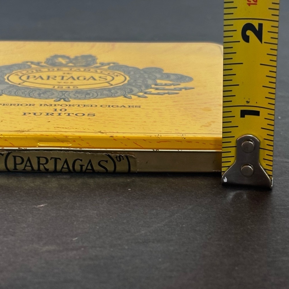 VINTAGE EMPTY PARTAGAS 10 PURITOS MINI CIGAR METAL TIN CLEAN - Picture 8 of 8
